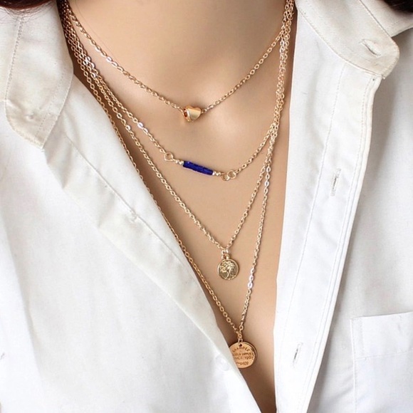 LAYERED HEART CHARM NECKLACE - Picture 2 of 4